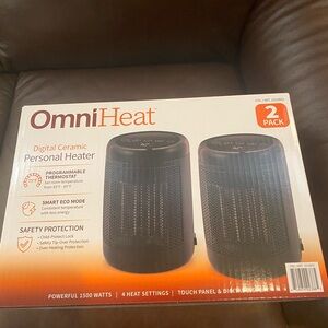 OmniHeat Digital Ceramic Personal Heater 2-Pack